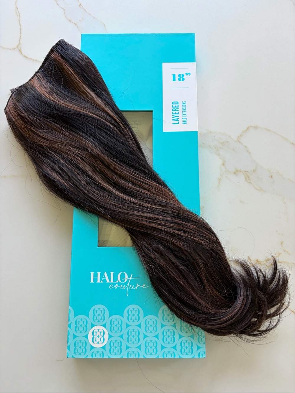 Halocouture Halo Hair Extensions 18 inches 1B-30 Dark Brown w Auburn Highlights